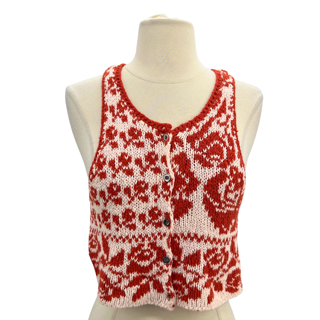 Free People Red/White Vest