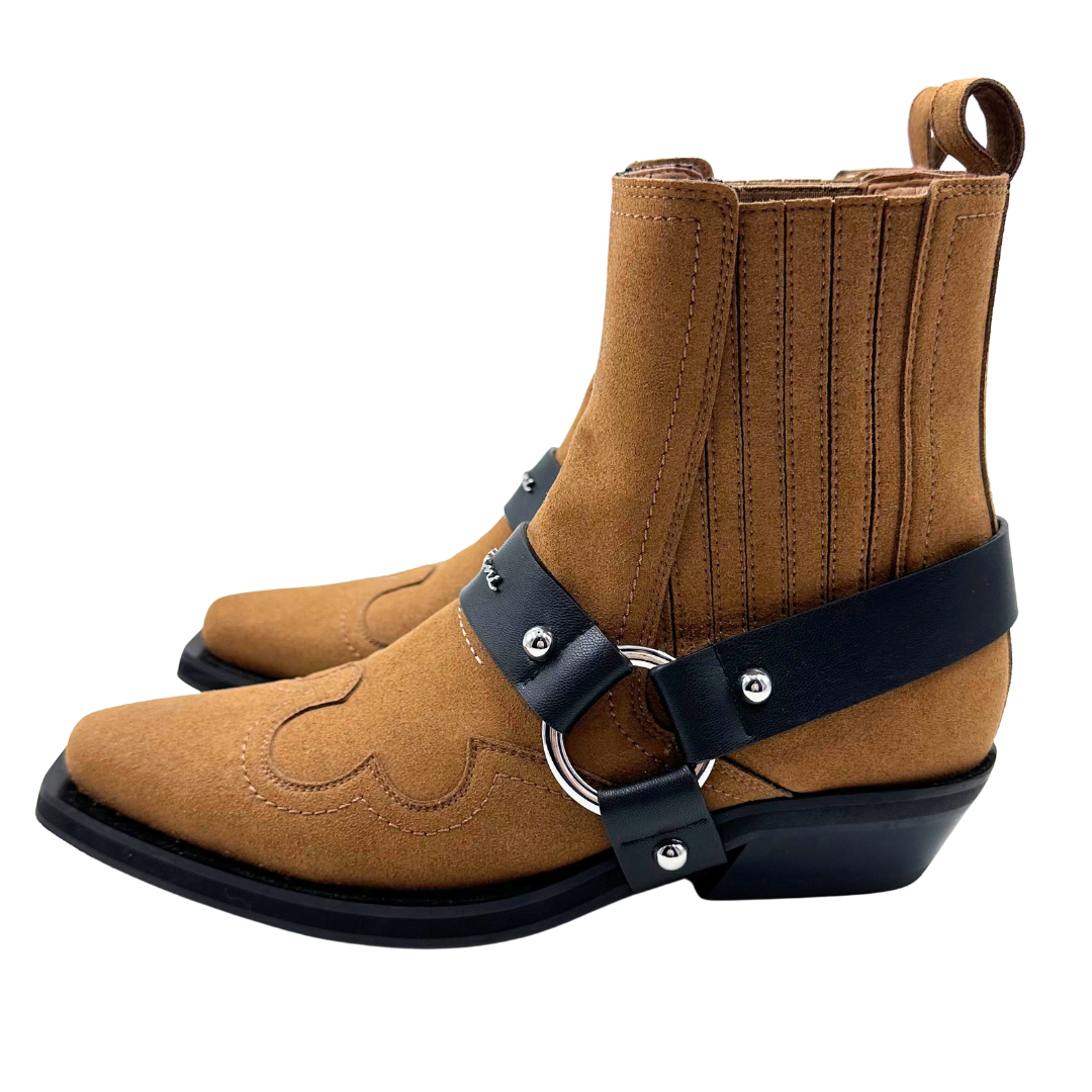 Ganni 9 Cognac Suede Booties