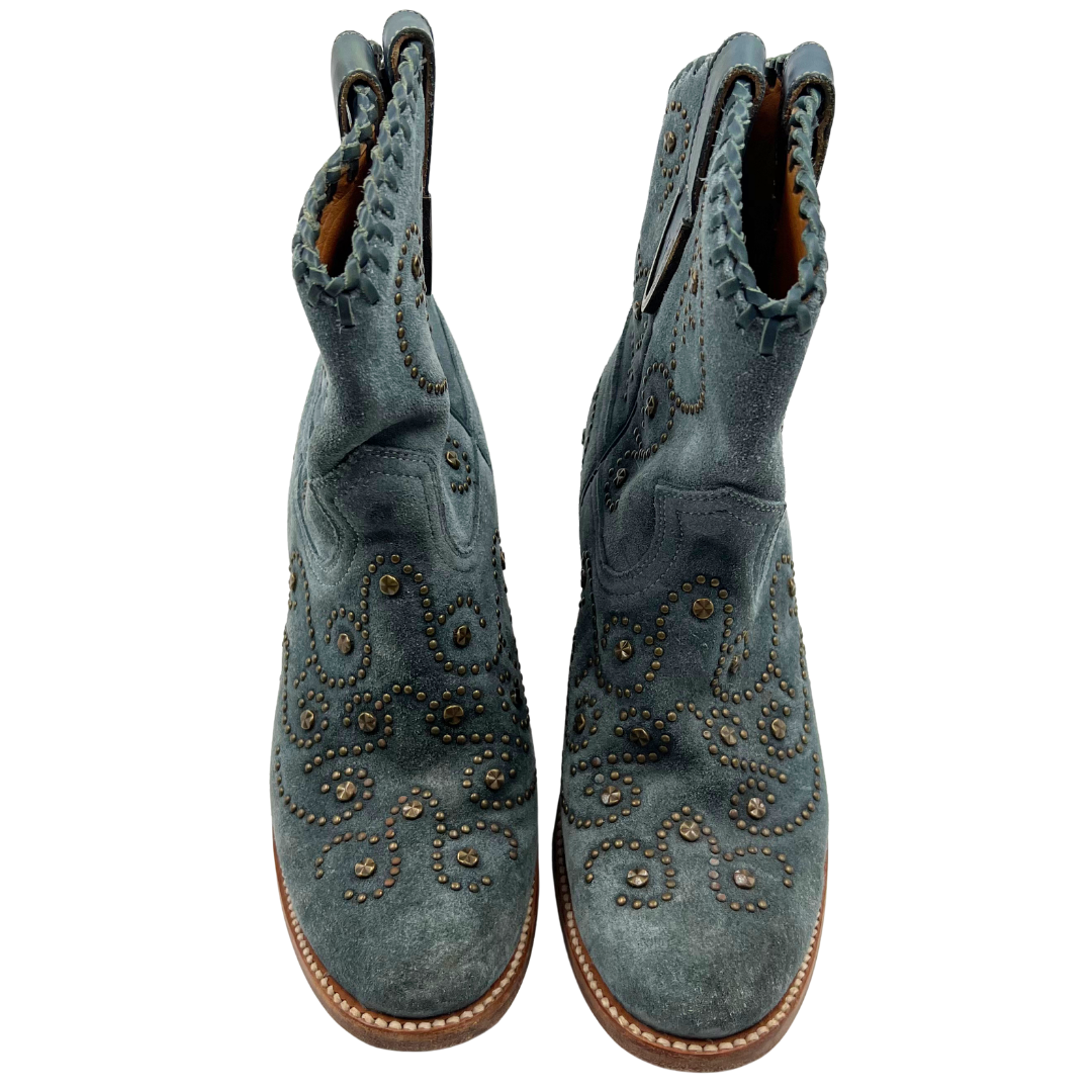 Frye 7 Blue Suede Booties