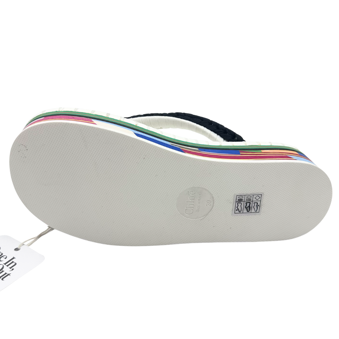 Chloe 39 white/multi Lou Woven Strap Flip Flops