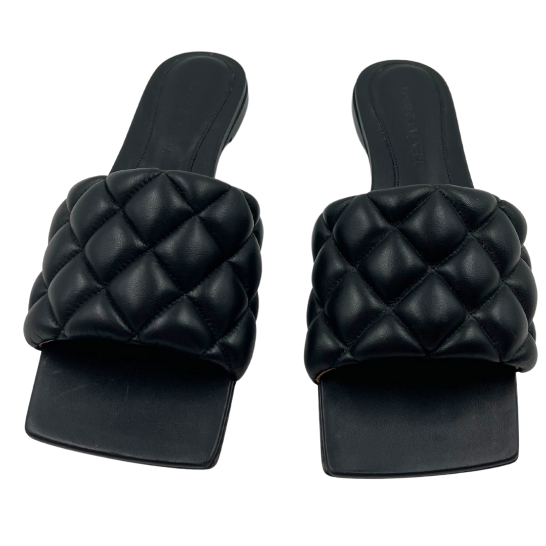 Bottega Veneta Black Leather Slides