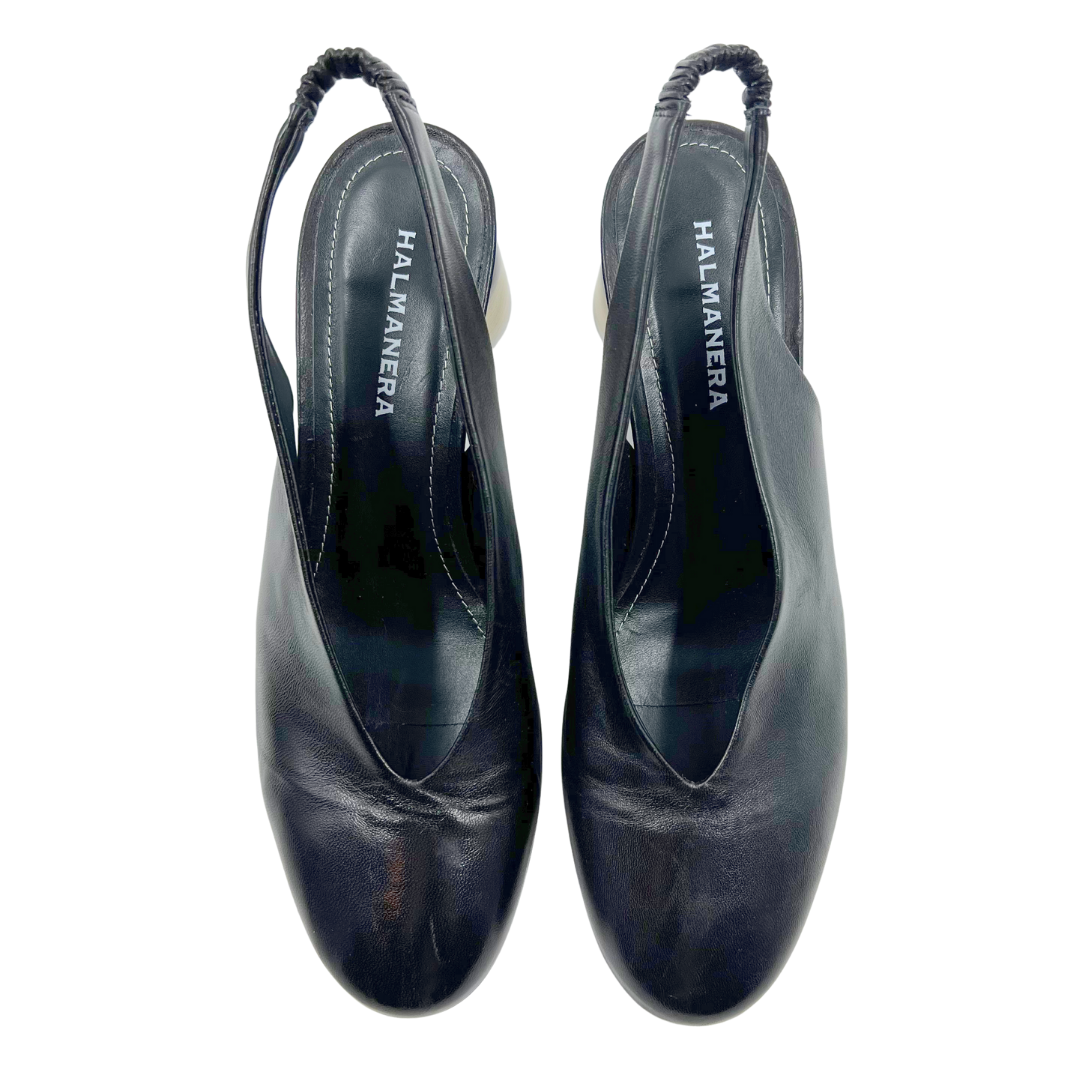 Halmanera 10 40 Black/White Leather Heels