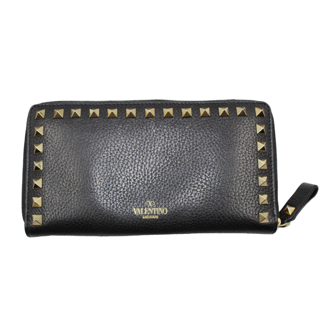 Valentino Rock Stud Continental Leather Wallet