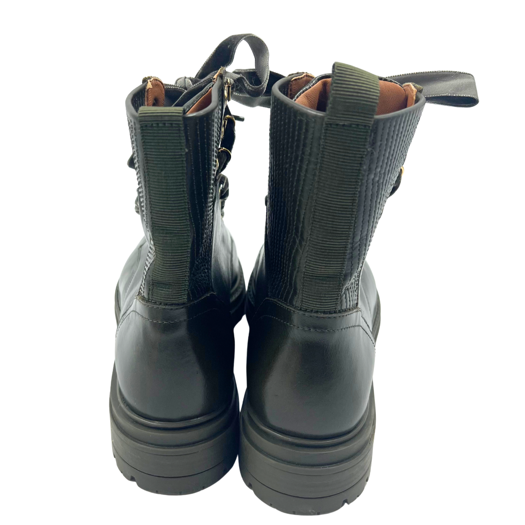 Sezane 40 Olive Combat Boots