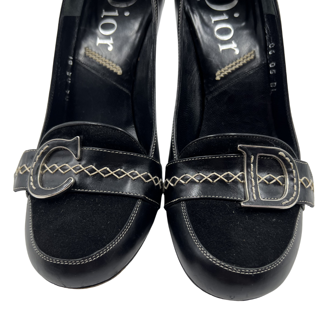Christian Dior 5 36 Black/Cream Leather Pumps