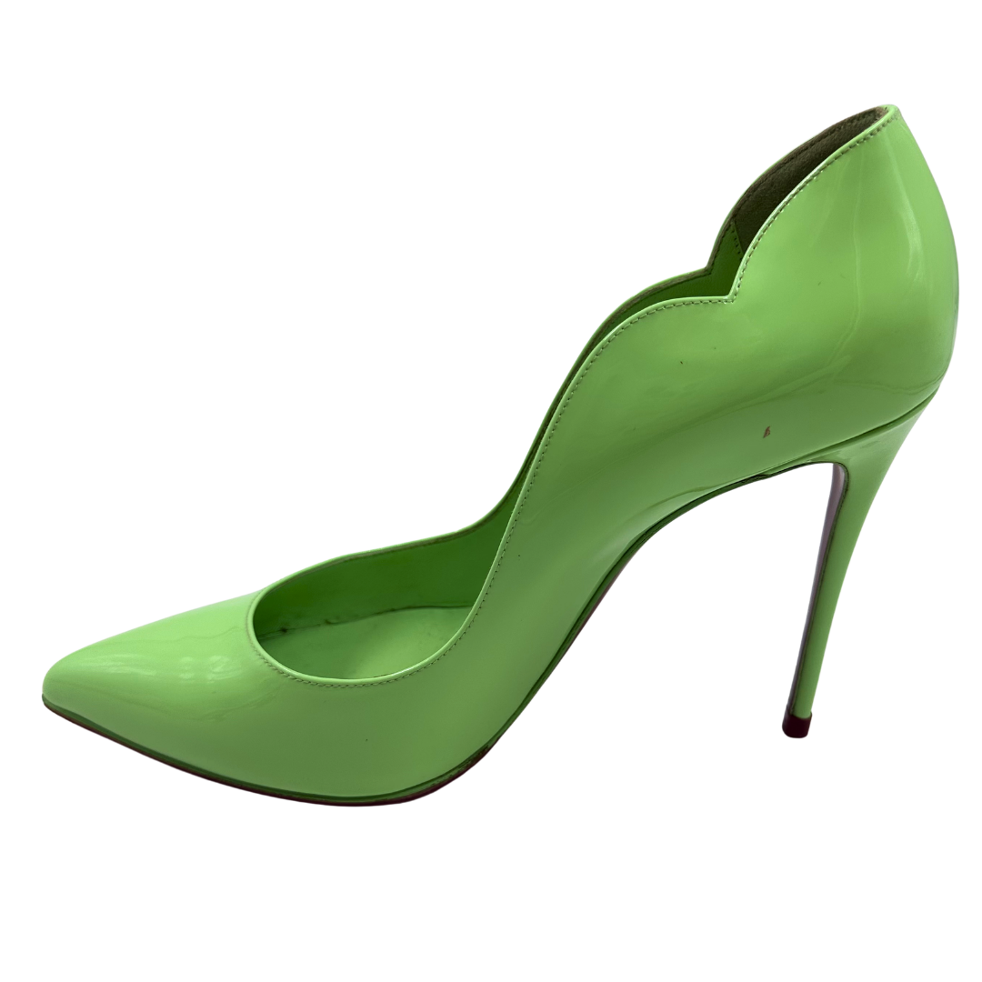 Louboutin 39.5 Lime Green Patent Leather Heels