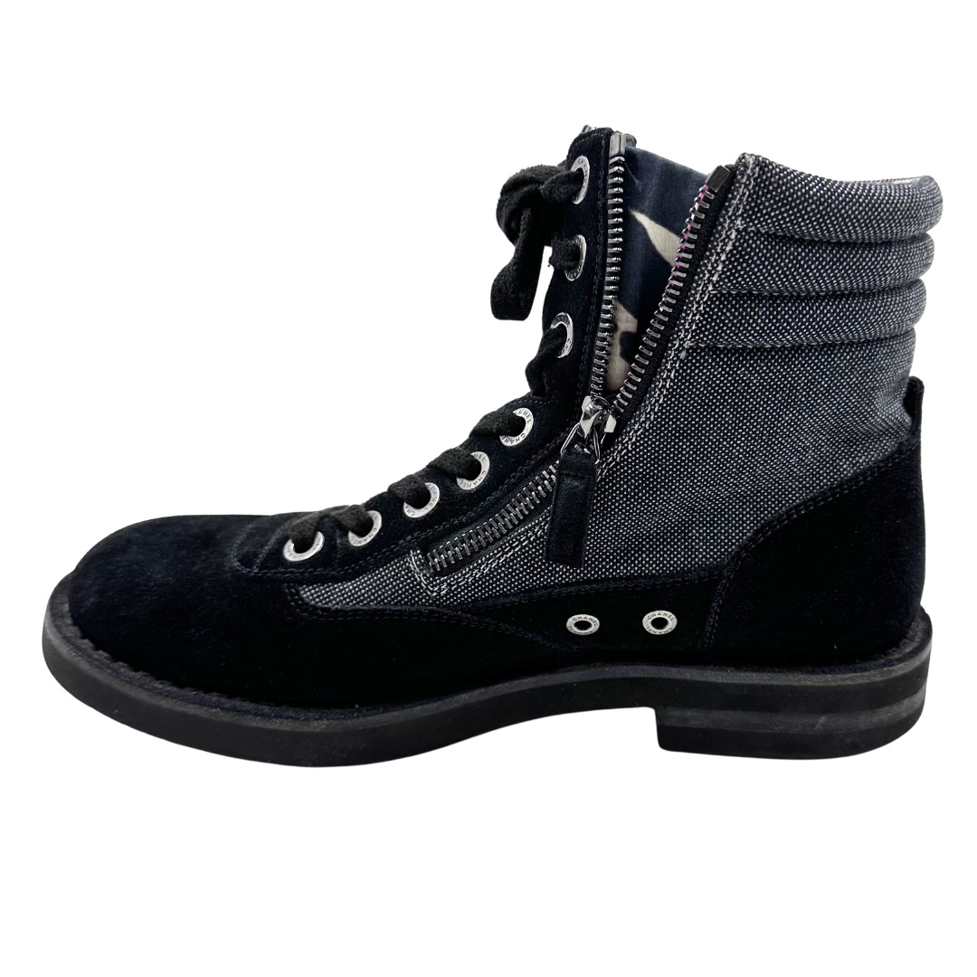 Chanel 8 38 Black Suede Booties