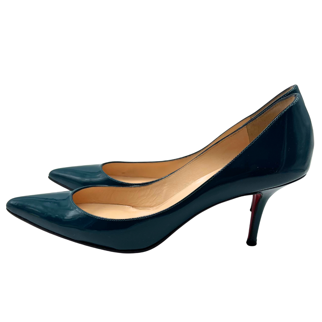 Christian Louboutin 8.5 39.5 Teal Leather Pumps