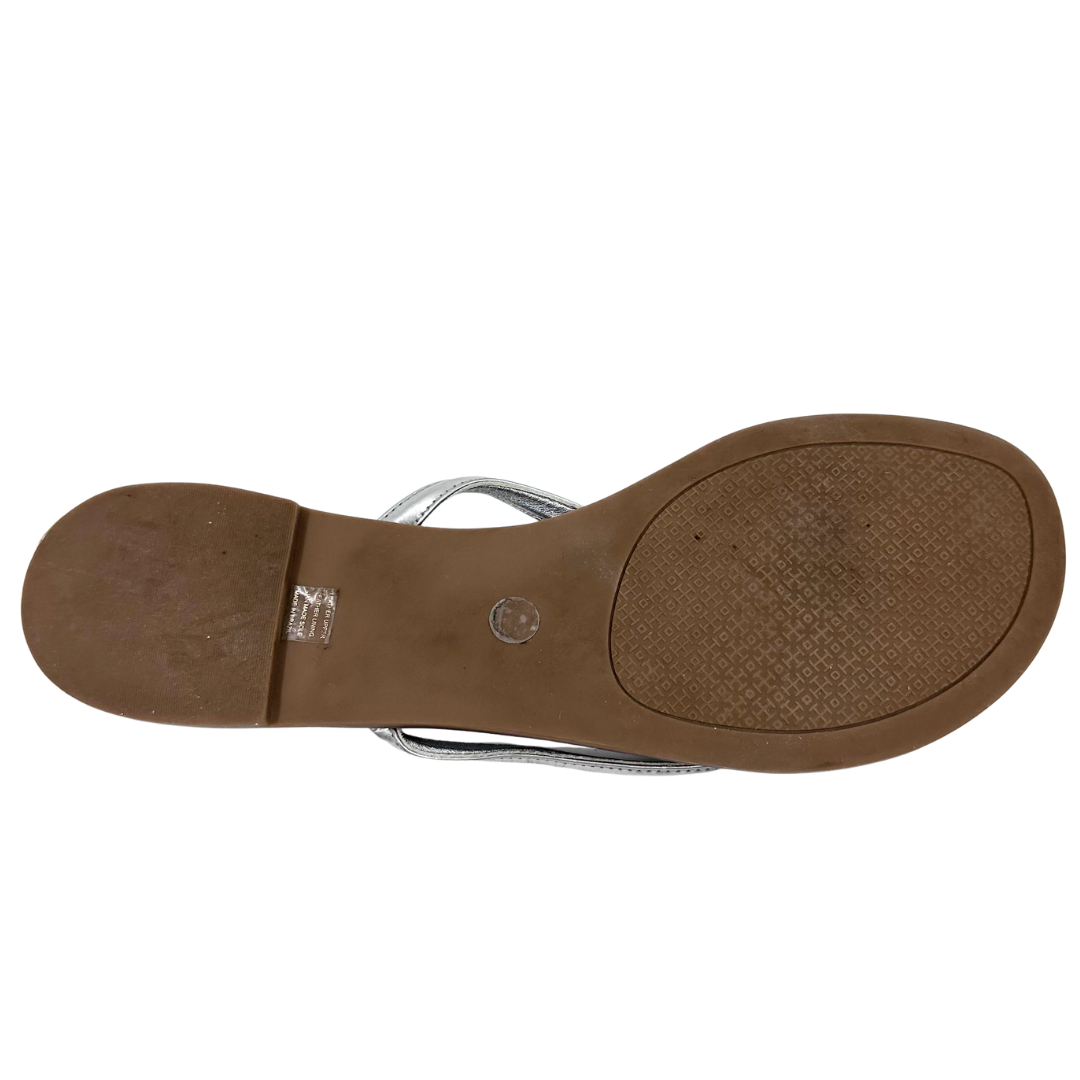 Tory Burch 9.5 Silver Leather Thong