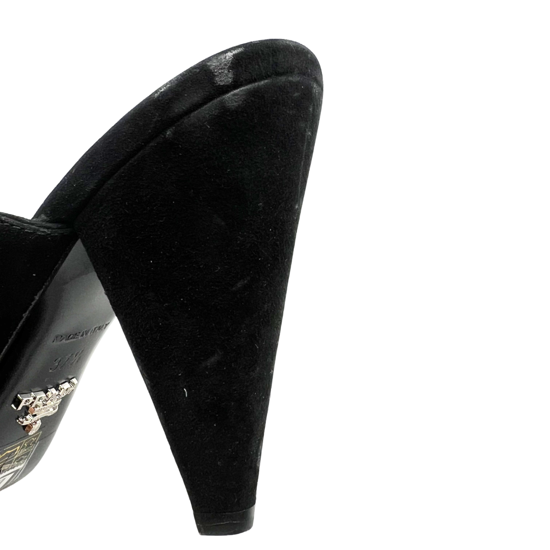 Prada 6.5 37.5 Black Suede Mules