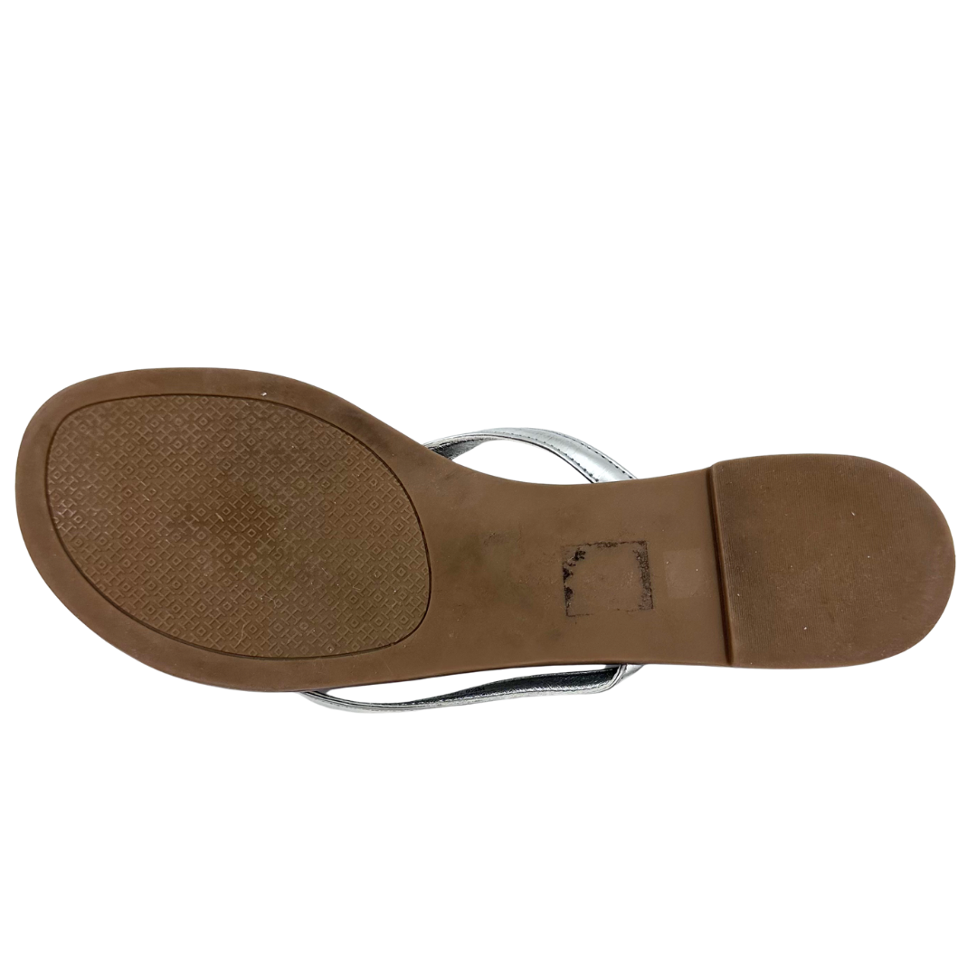 Tory Burch 9.5 Silver Leather Thong