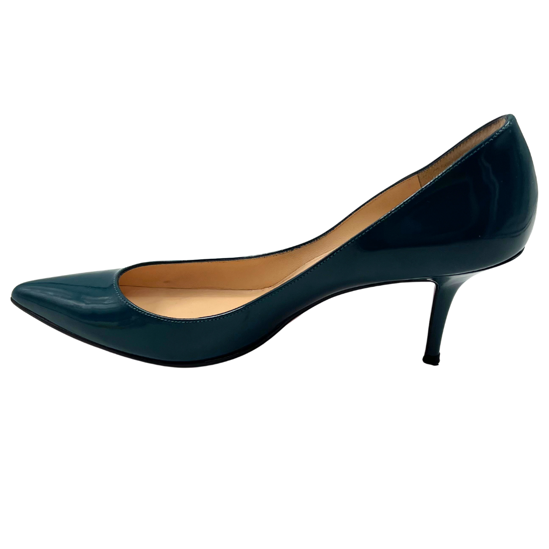 Christian Louboutin 8.5 39.5 Teal Leather Pumps