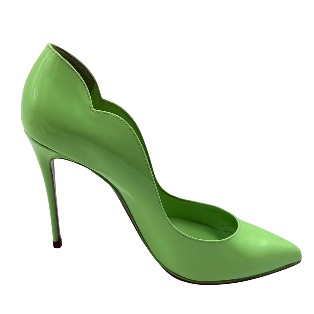 Louboutin 39.5 Lime Green Patent Leather Heels