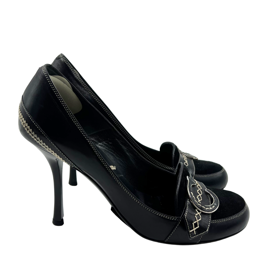 Christian Dior 5 36 Black/Cream Leather Pumps