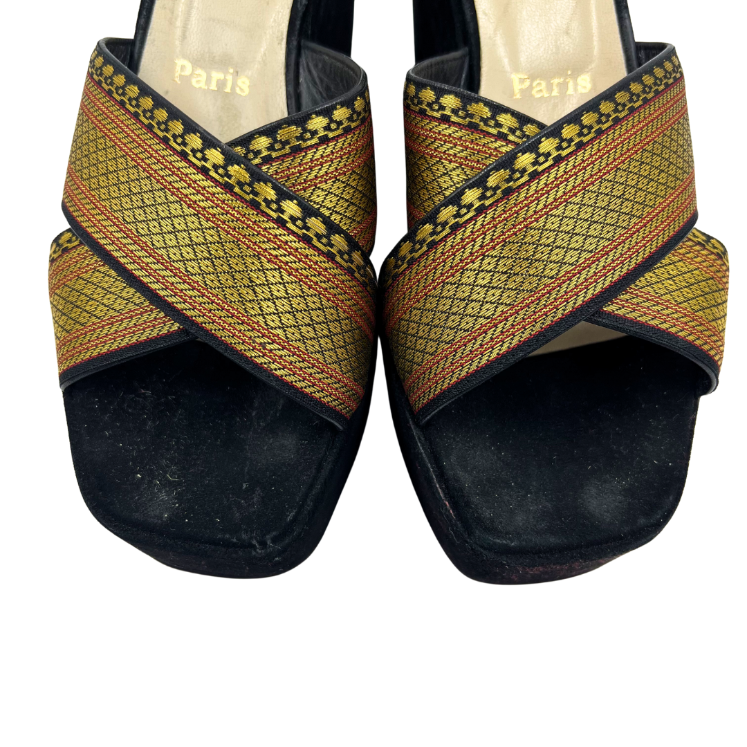 Louboutin 37.5 Black Sandals