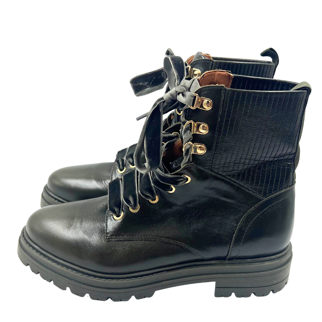 Sezane 40 Olive Combat Boots
