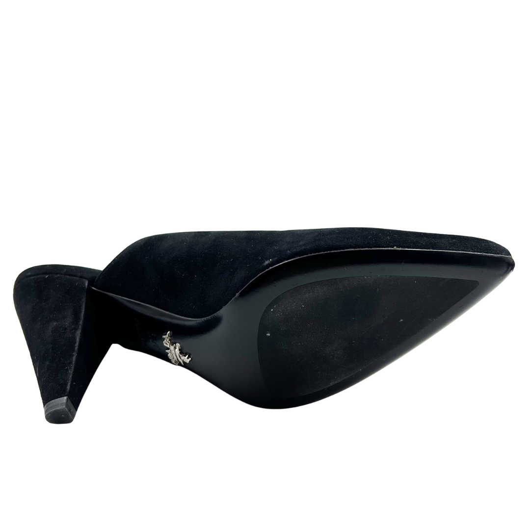 Prada 6.5 37.5 Black Suede Mules