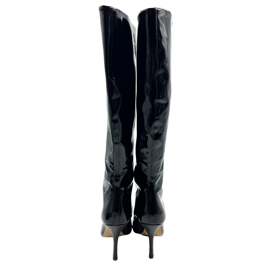 Larroude 7.5 Black Patent Leather Boots