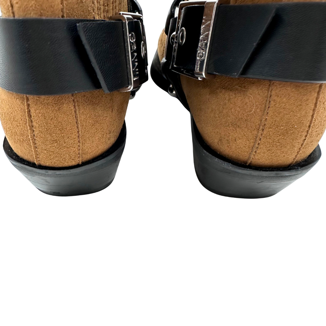 Ganni 9 Cognac Suede Booties