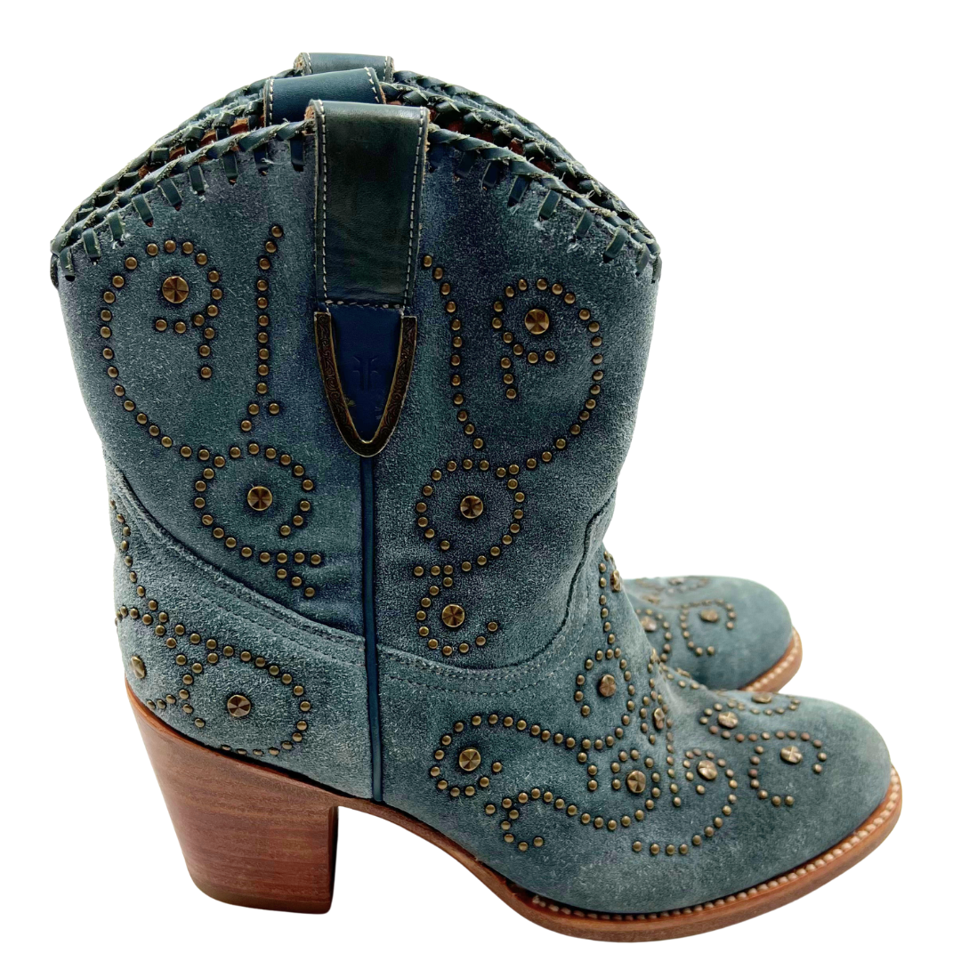 Frye 7 Blue Suede Booties