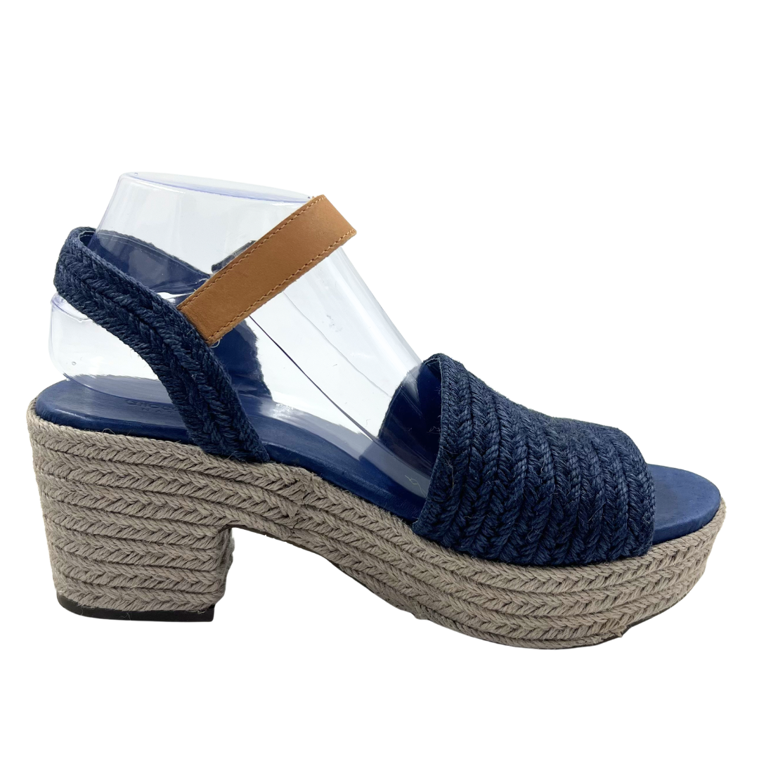 Chocolat Blu 9.5 Navy/Tan Raffia Espadrille