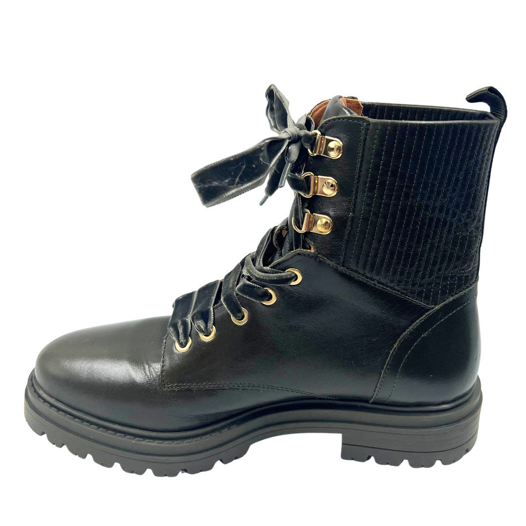 Sezane 40 Olive Combat Boots