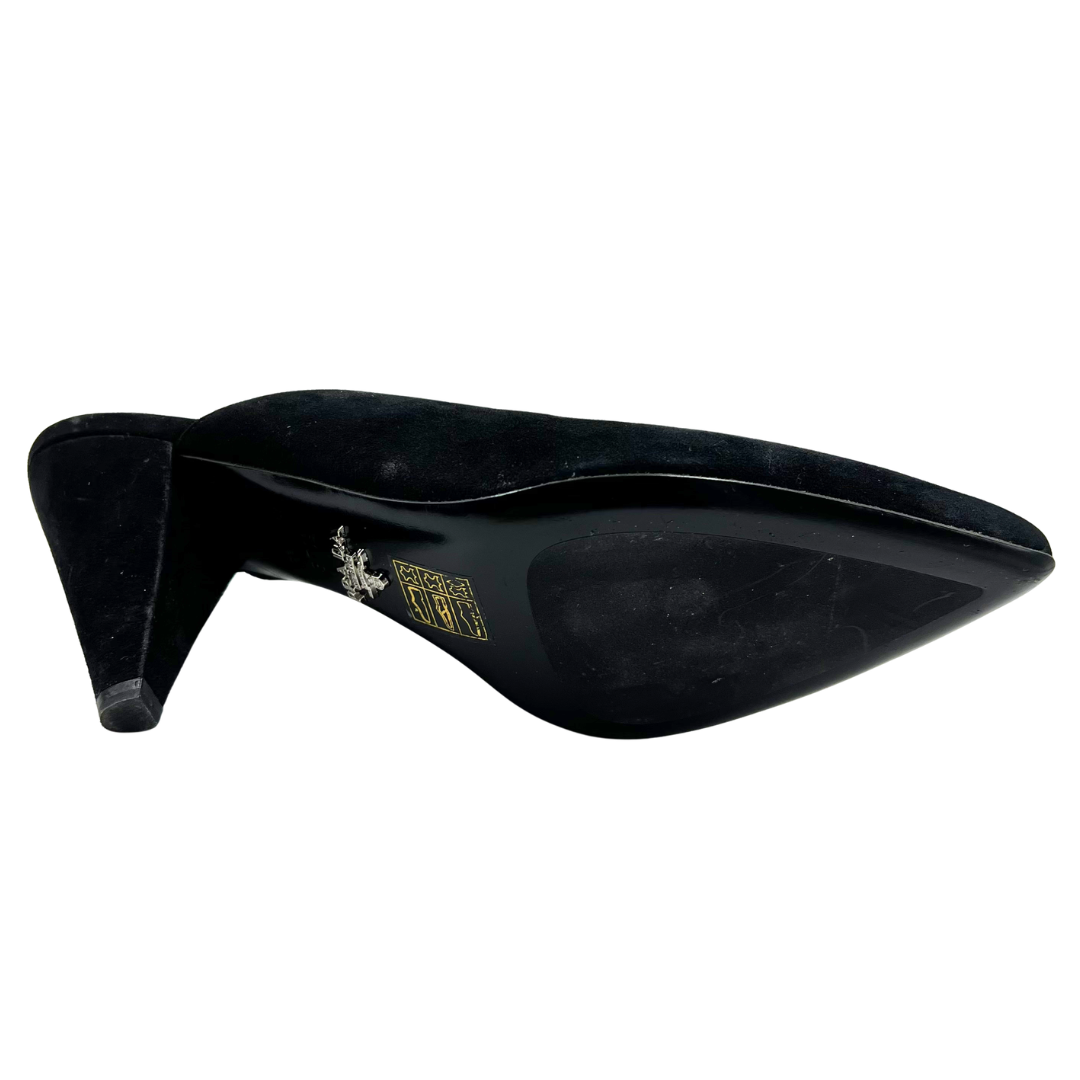 Prada 6.5 37.5 Black Suede Mules