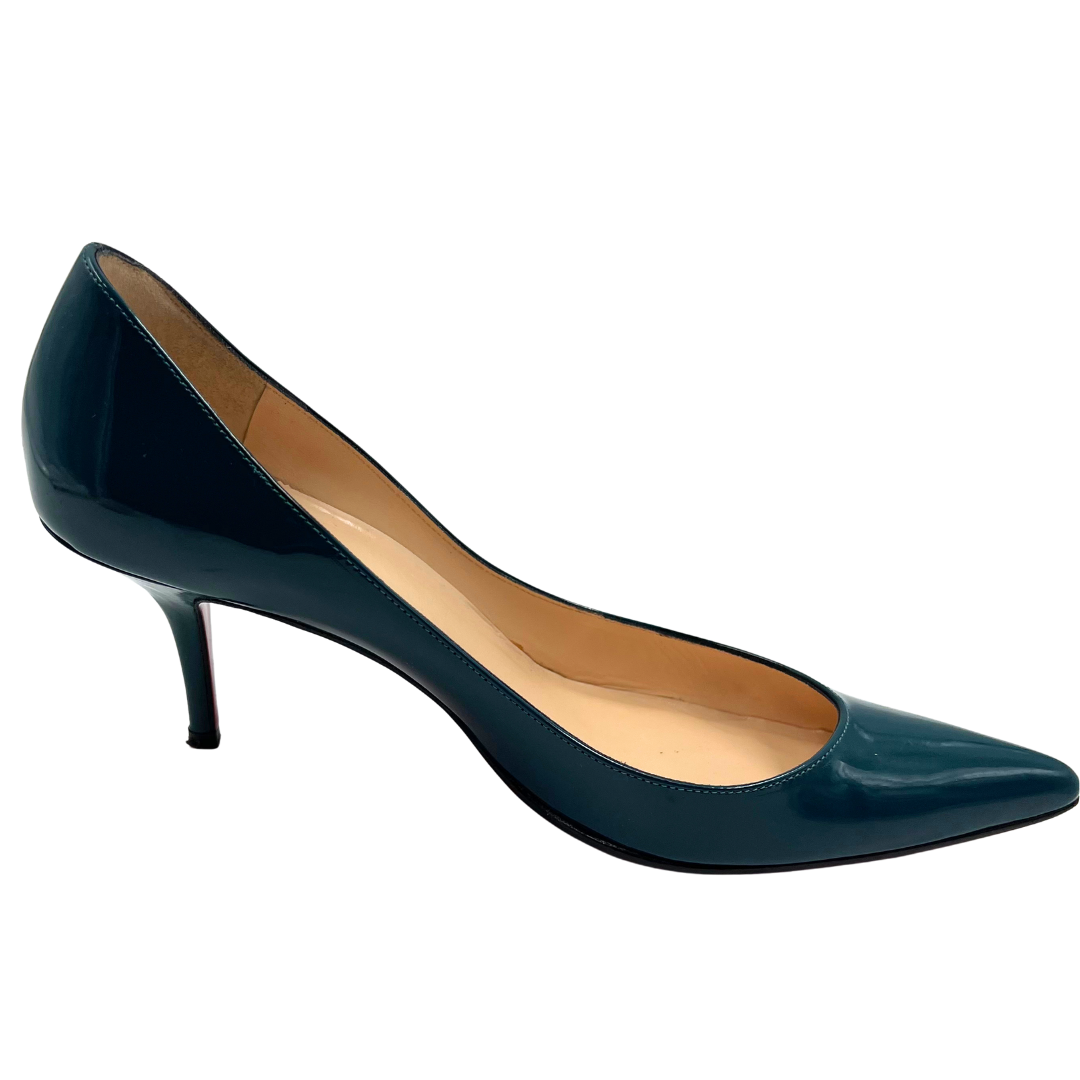 Christian Louboutin 8.5 39.5 Teal Leather Pumps