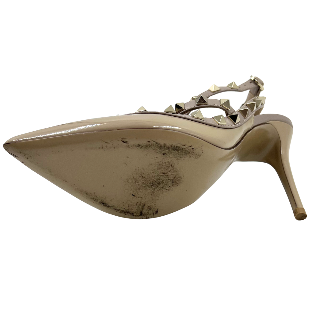 Valentino 6.5/7 37 Tan Patent Leather Heels