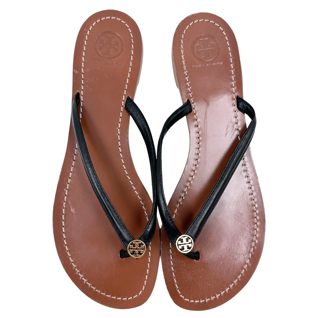 Tory Burch 9.5 Black Leather Thong