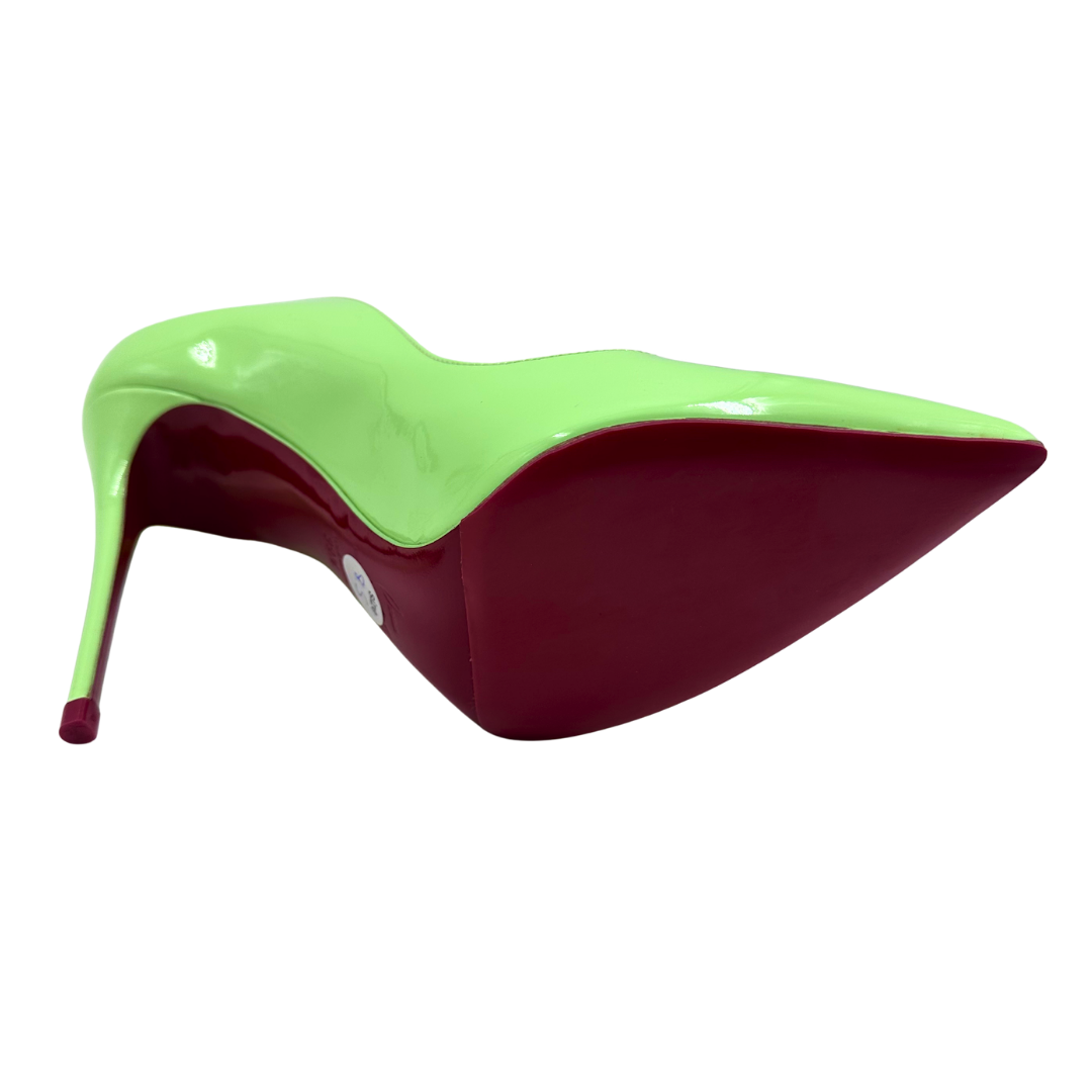 Louboutin 39.5 Lime Green Patent Leather Heels