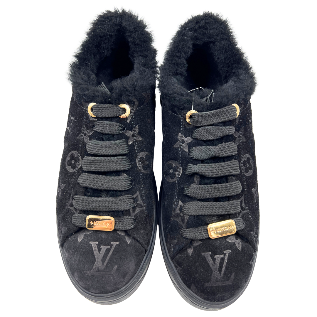Louis Vuitton 37 Black/Gold shearling/suede Sneakers