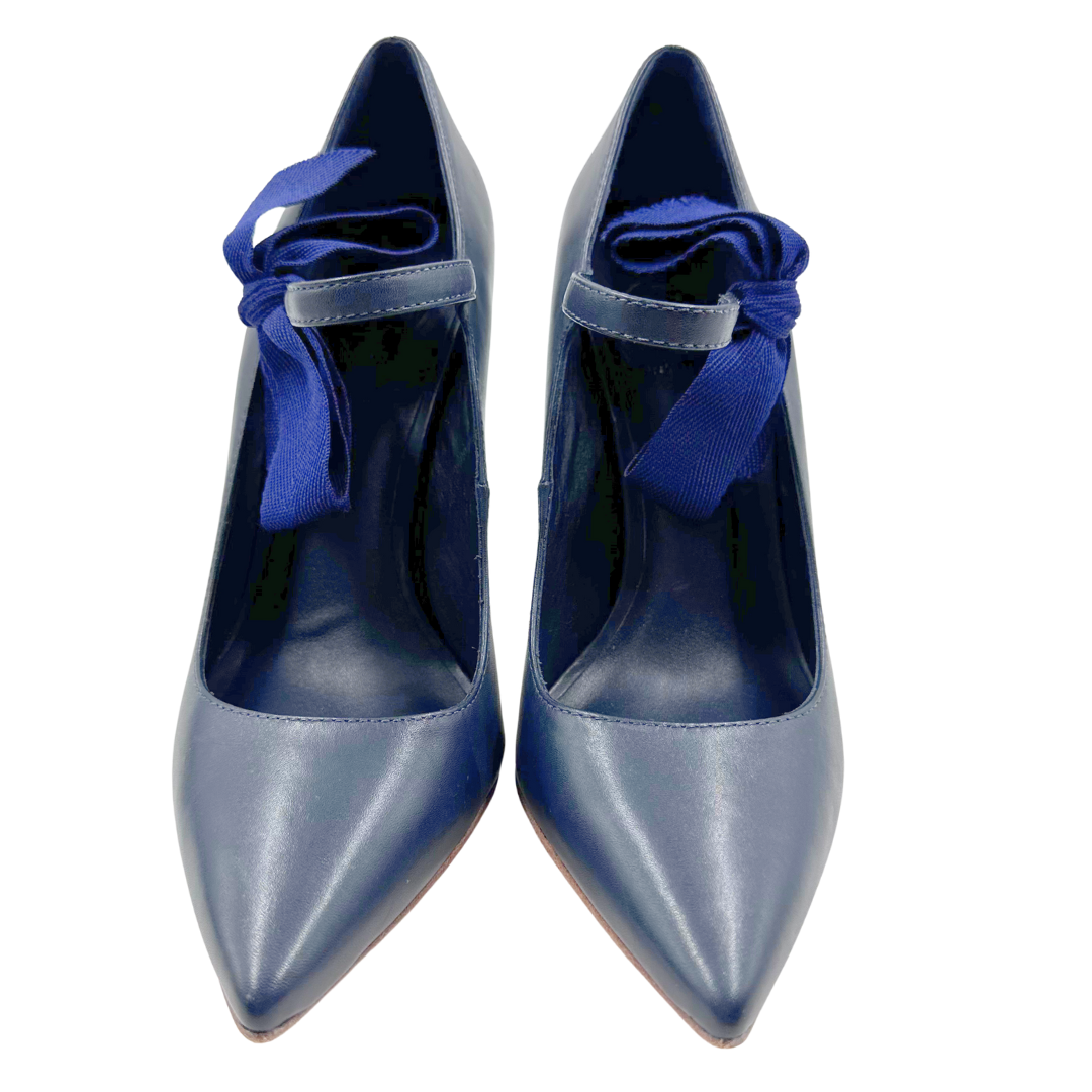 Tory Burch 8 Navy Leather Heels