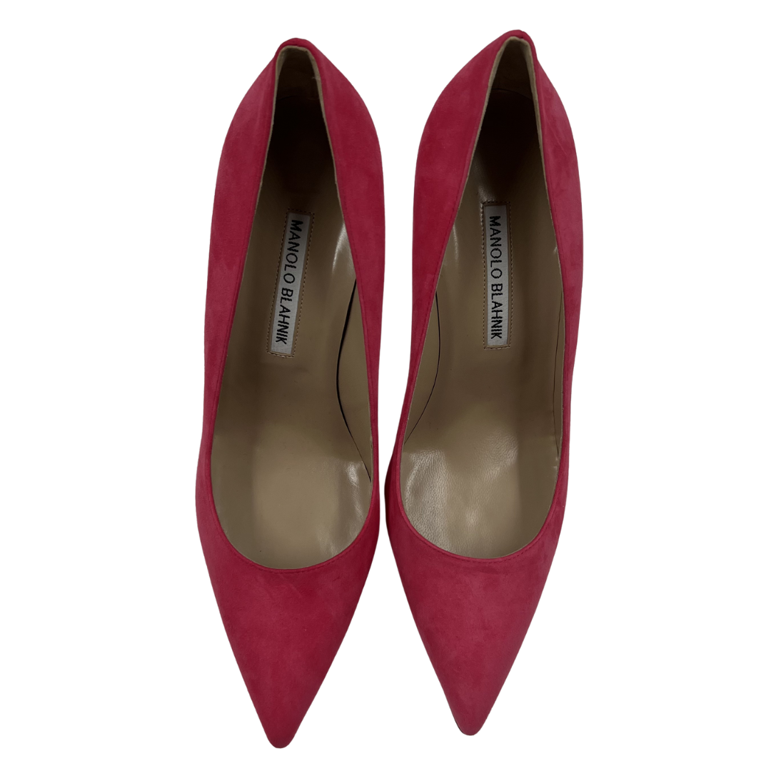 Manolo Blahnik 7.5 38.5 Pink Suede Pumps