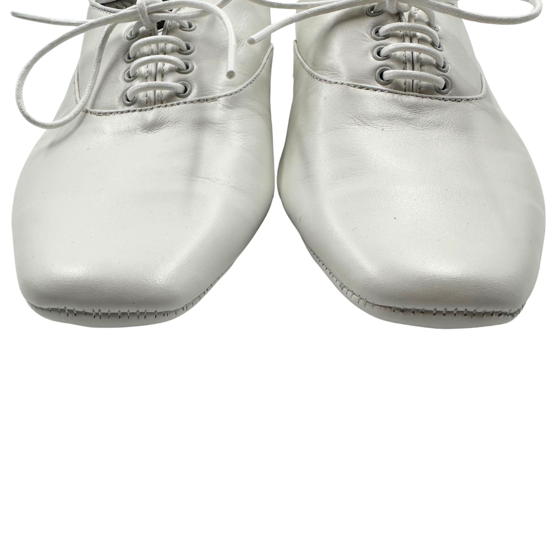 Essen 37 White Leather Flats