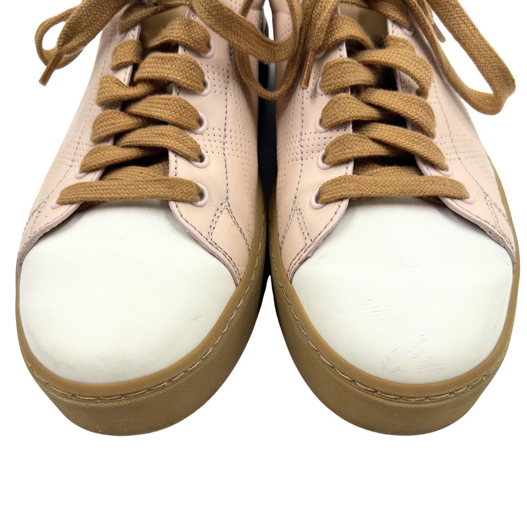 Burberry 6.5 37.5 pink/tan/white Leather Sneakers