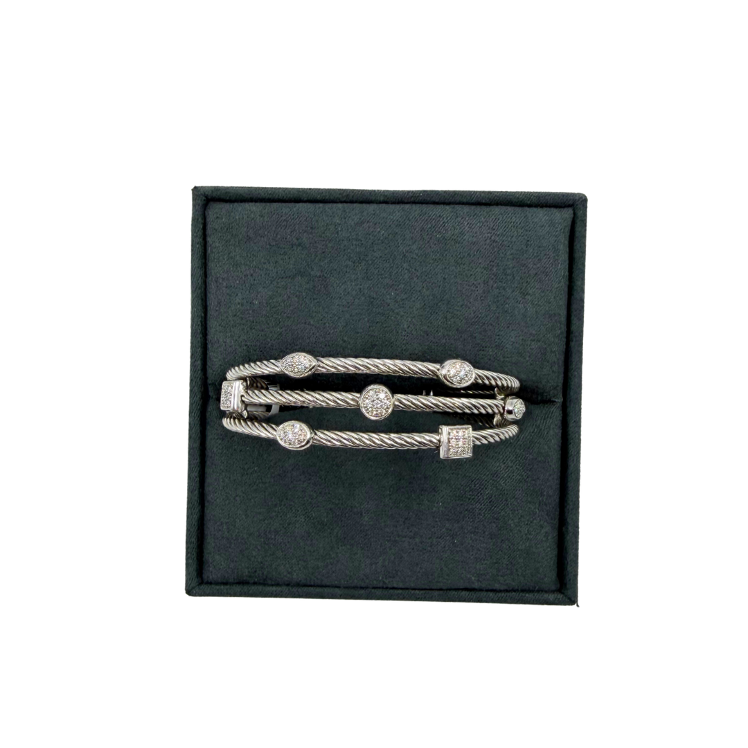 David Yurman Confetti Diamond Cuff 3 Strand Bracelet