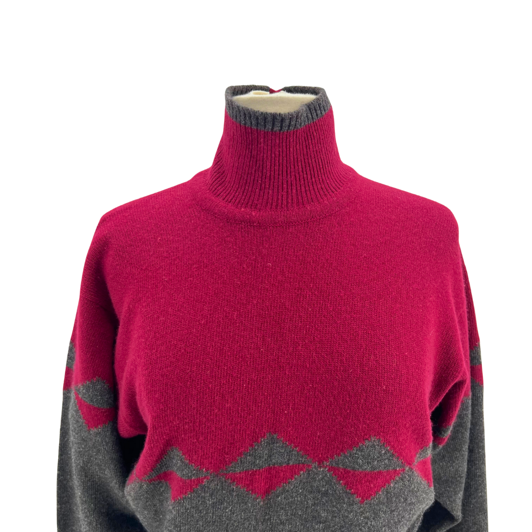 Chanel Burgundy/Grey Sweater