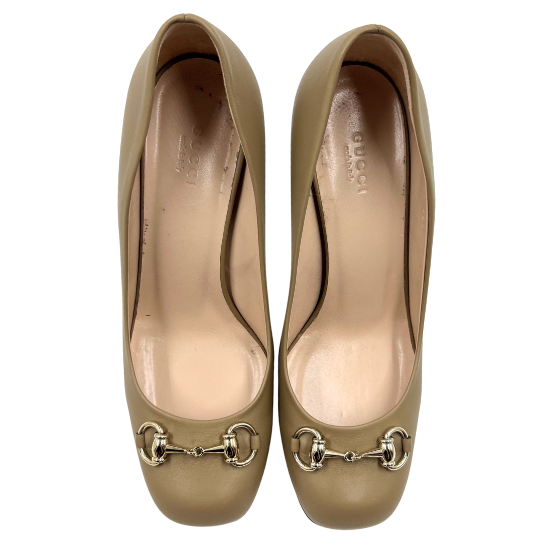 Gucci 8 38.5 Tan Leather Pumps