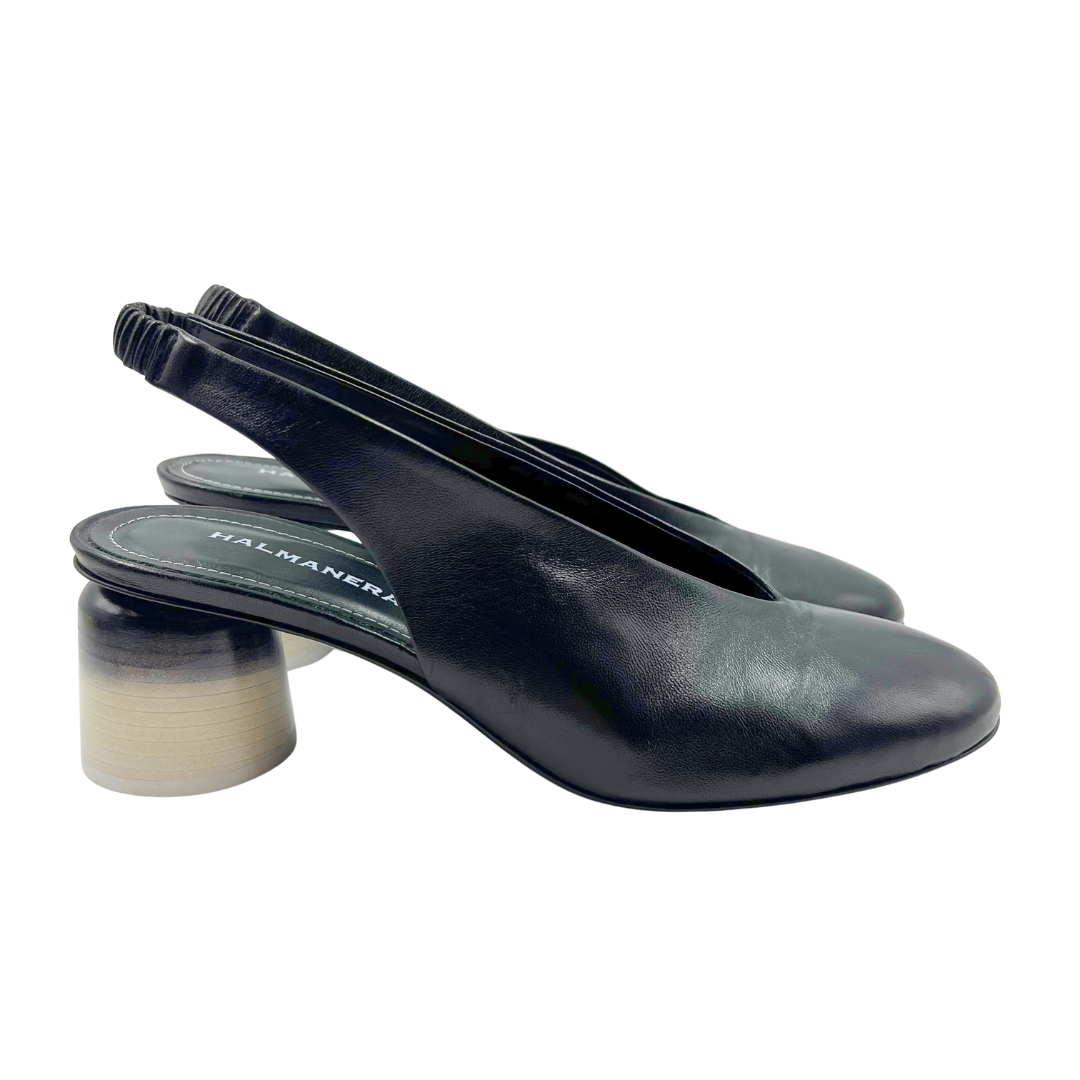 Halmanera 10 40 Black/White Leather Heels