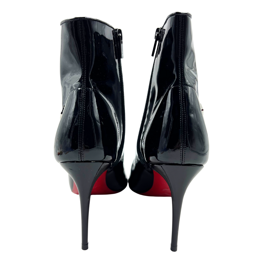 Christian Louboutin 39.5 Black Patent Leather Booties
