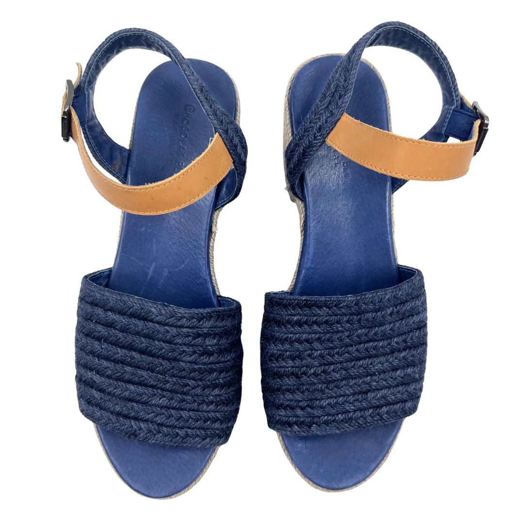 Chocolat Blu 9.5 Navy/Tan Raffia Espadrille