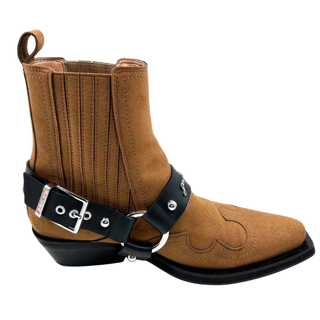 Ganni 9 Cognac Suede Booties