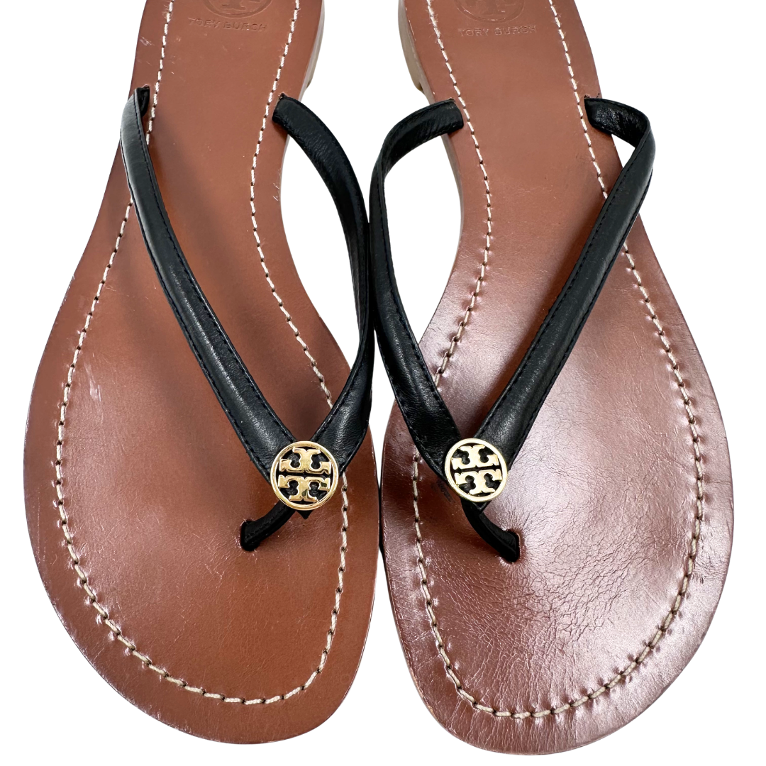 Tory Burch 9.5 Black Leather Thong