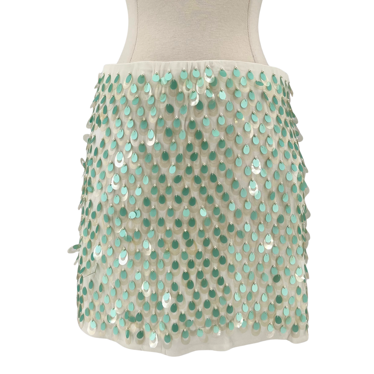 J Crew Collection Cream/Green Mini Skirt