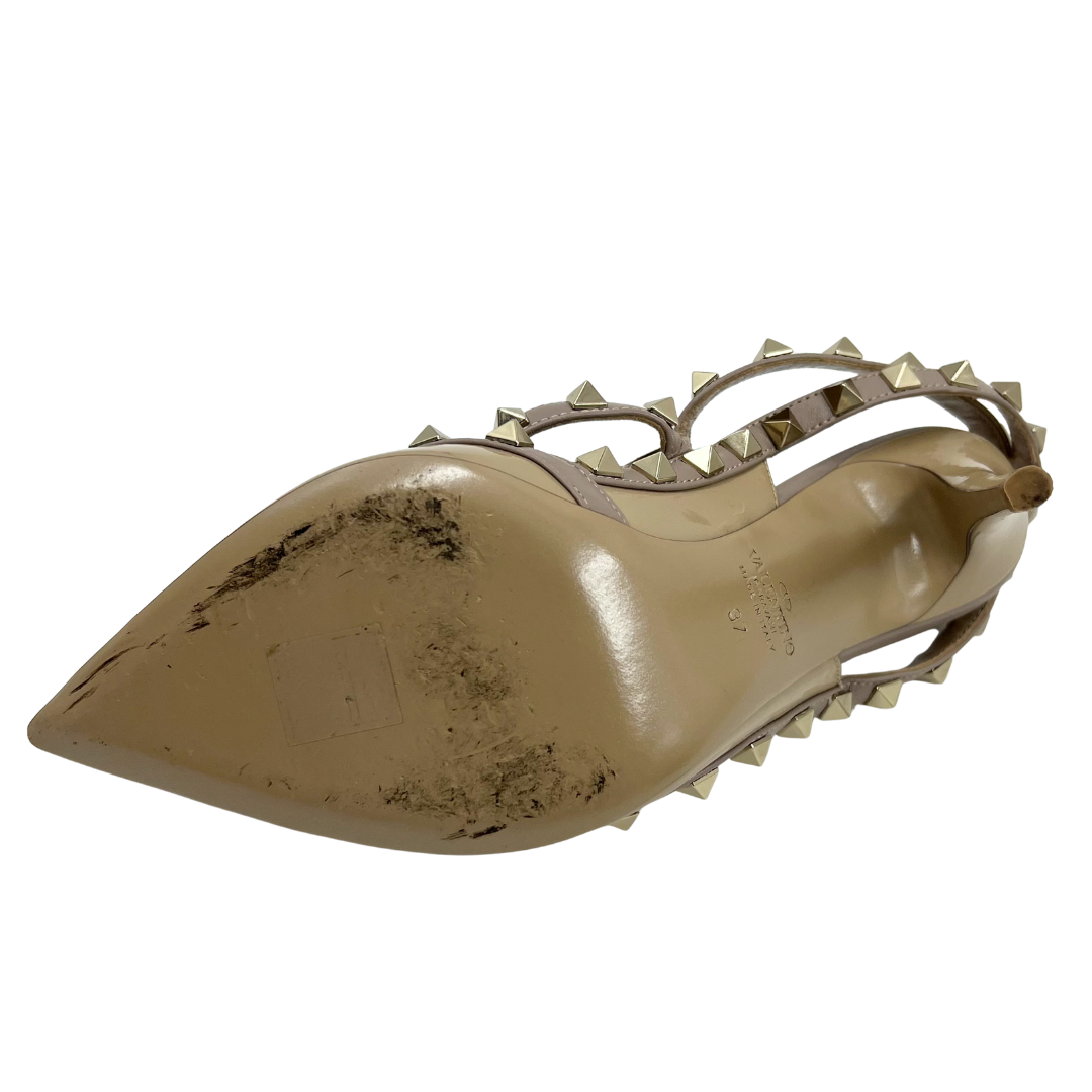 Valentino 6.5/7 37 Tan Patent Leather Heels