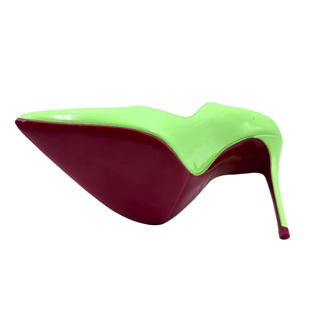 Louboutin 39.5 Lime Green Patent Leather Heels