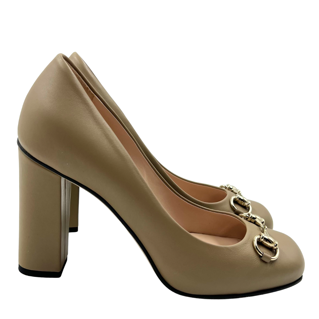Gucci 8 38.5 Tan Leather Pumps