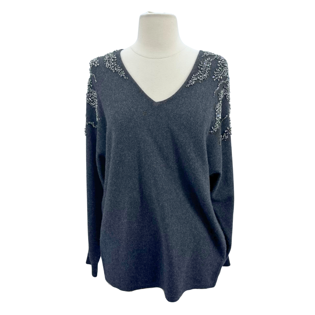 Neiman Marcus Charcoal Heather Sweater