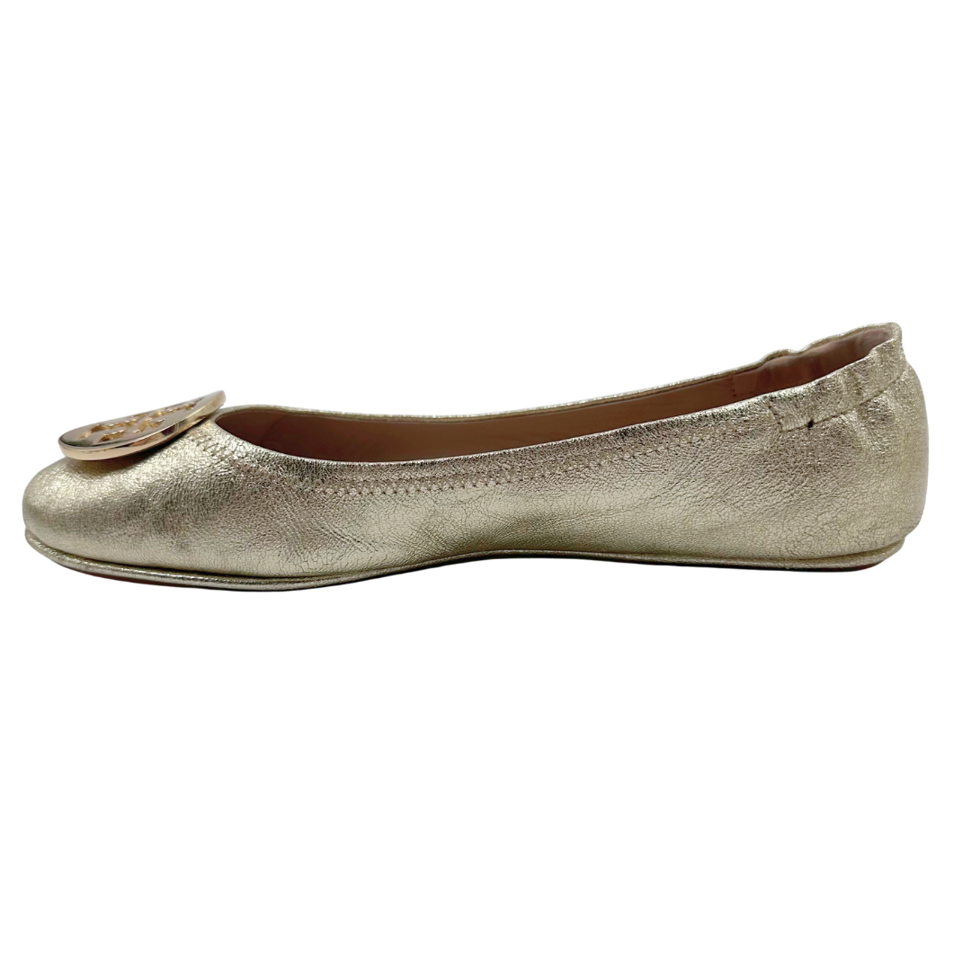 Tory Burch 10 Gold Leather Flats